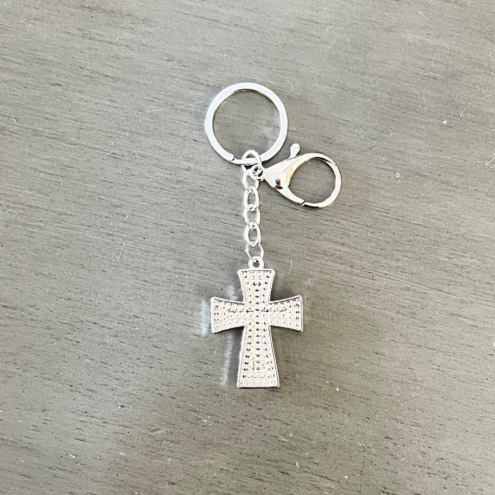 Silver Cross & Red Crimson Crystal Rhinestone 4